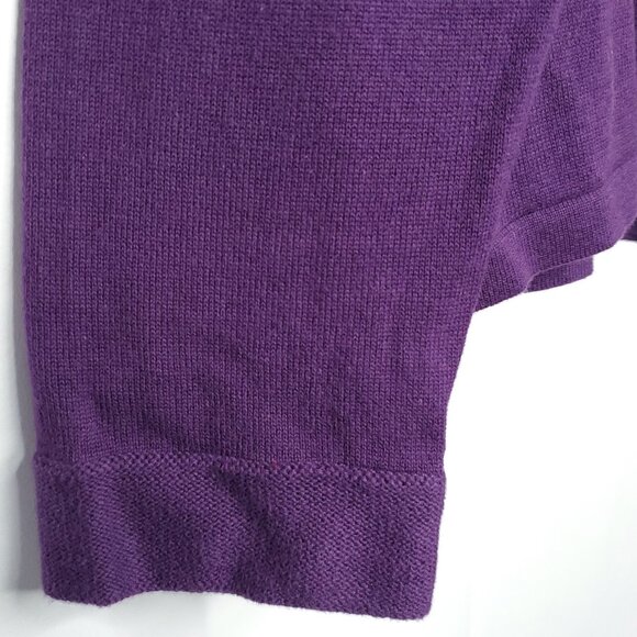 Womens Cotton Cardigan Sweater XL Purple Raglan Sleeve Satin Bows Pin Up 50s - Picture 4 of 6